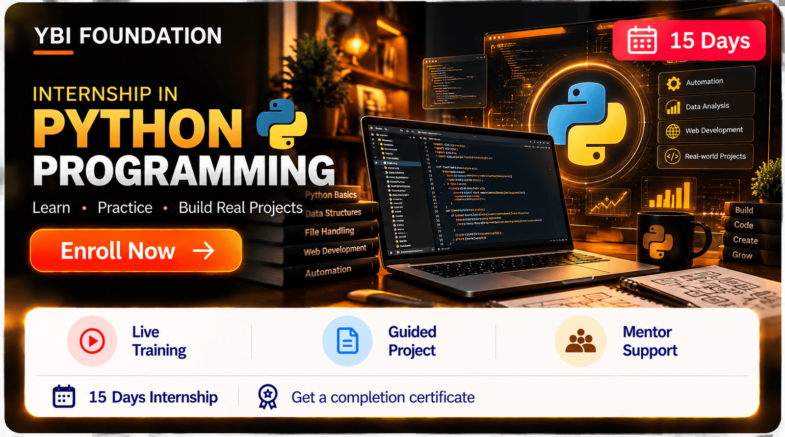 15 Days Python Programming Internship with Certificate