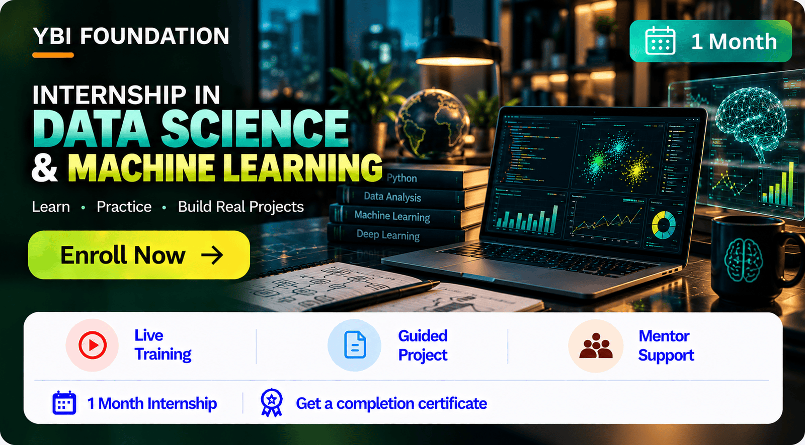 1 Month Data Science and Machine Learning Internship with Certificate