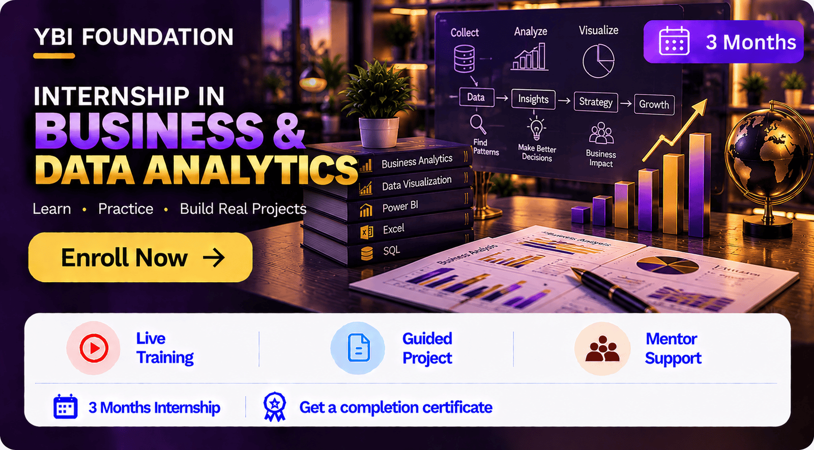 3 Months Business and Data Analytics Internship with Certificate