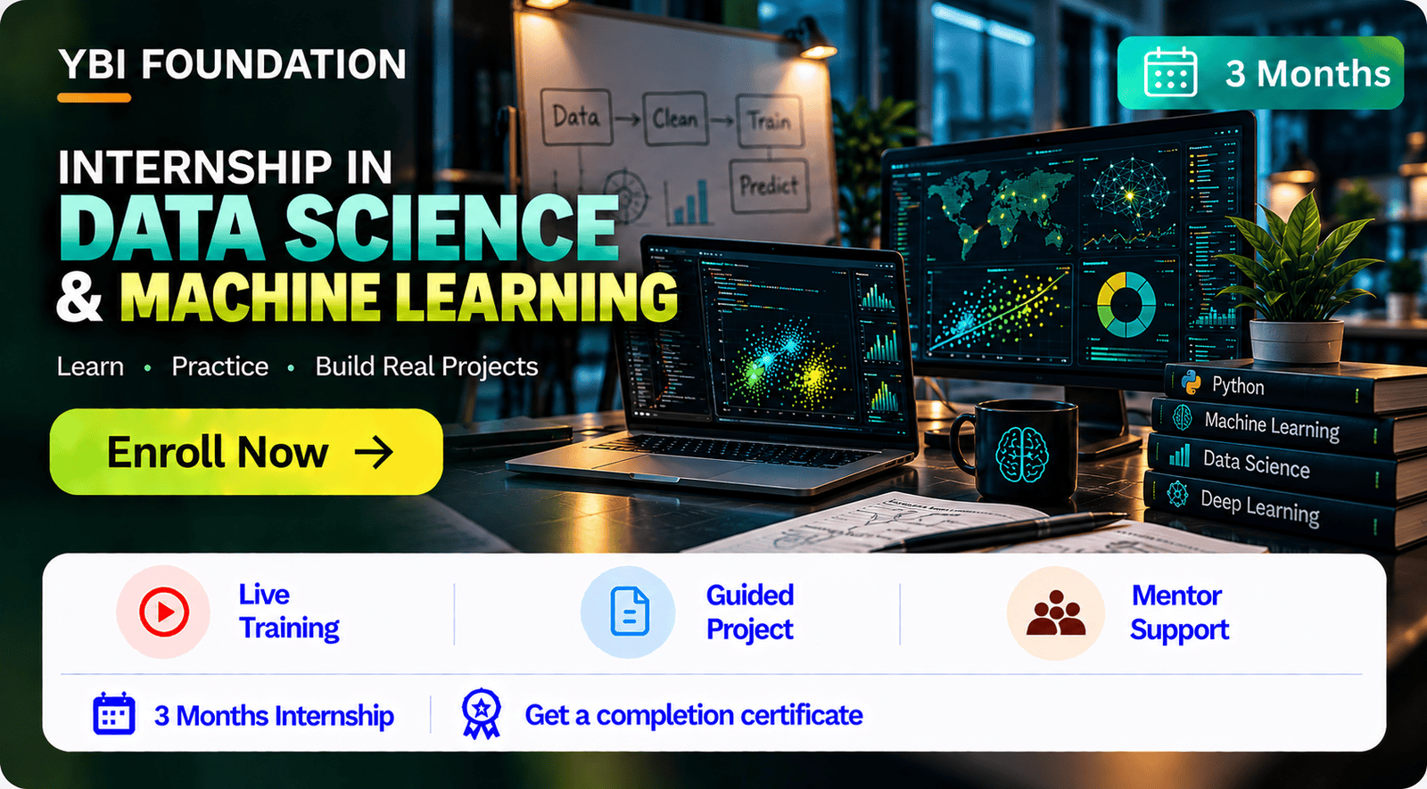 3 Months Data Science and Machine Learning Internship with Certificate