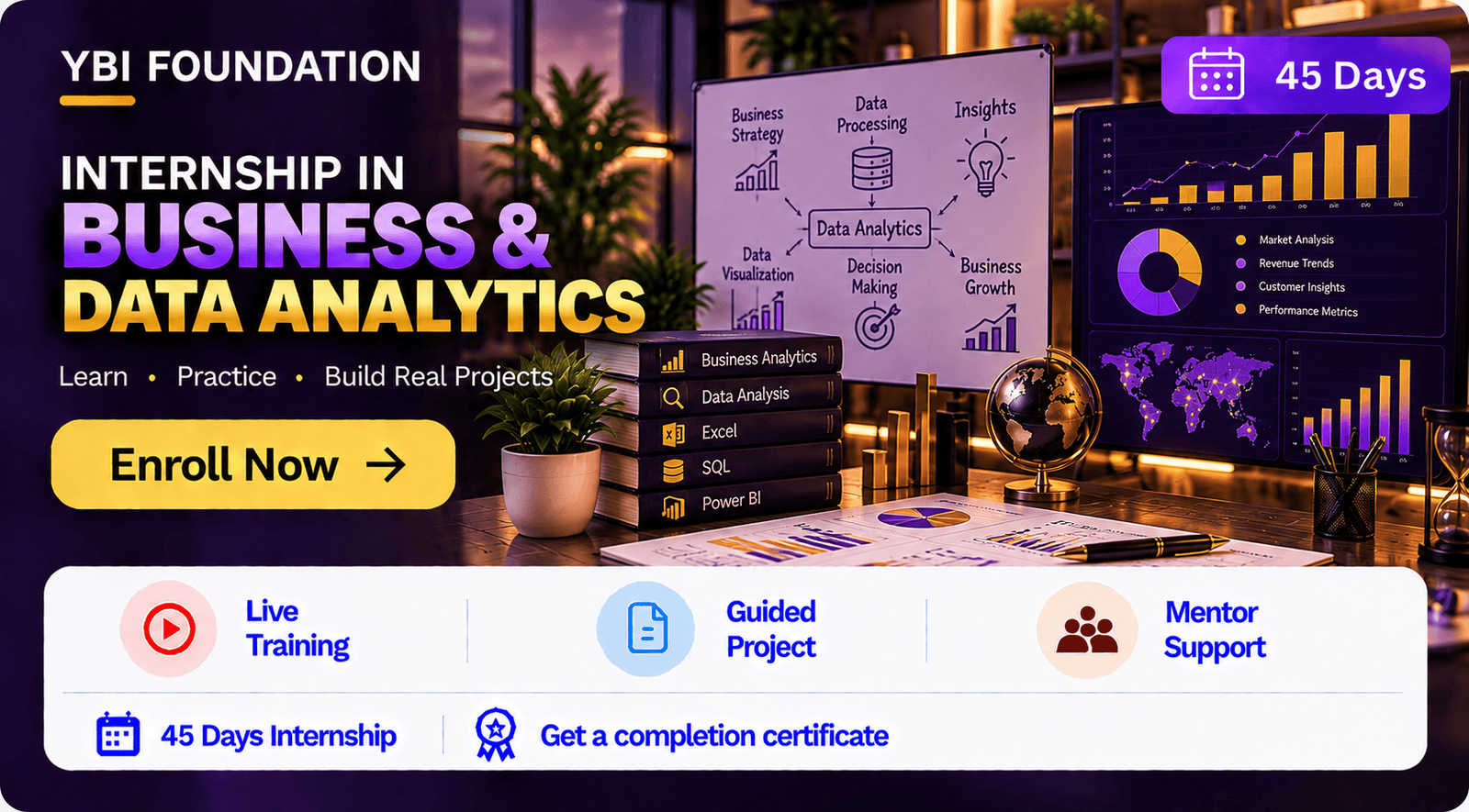 45 Days Business and Data Analytics Internship with Certificate