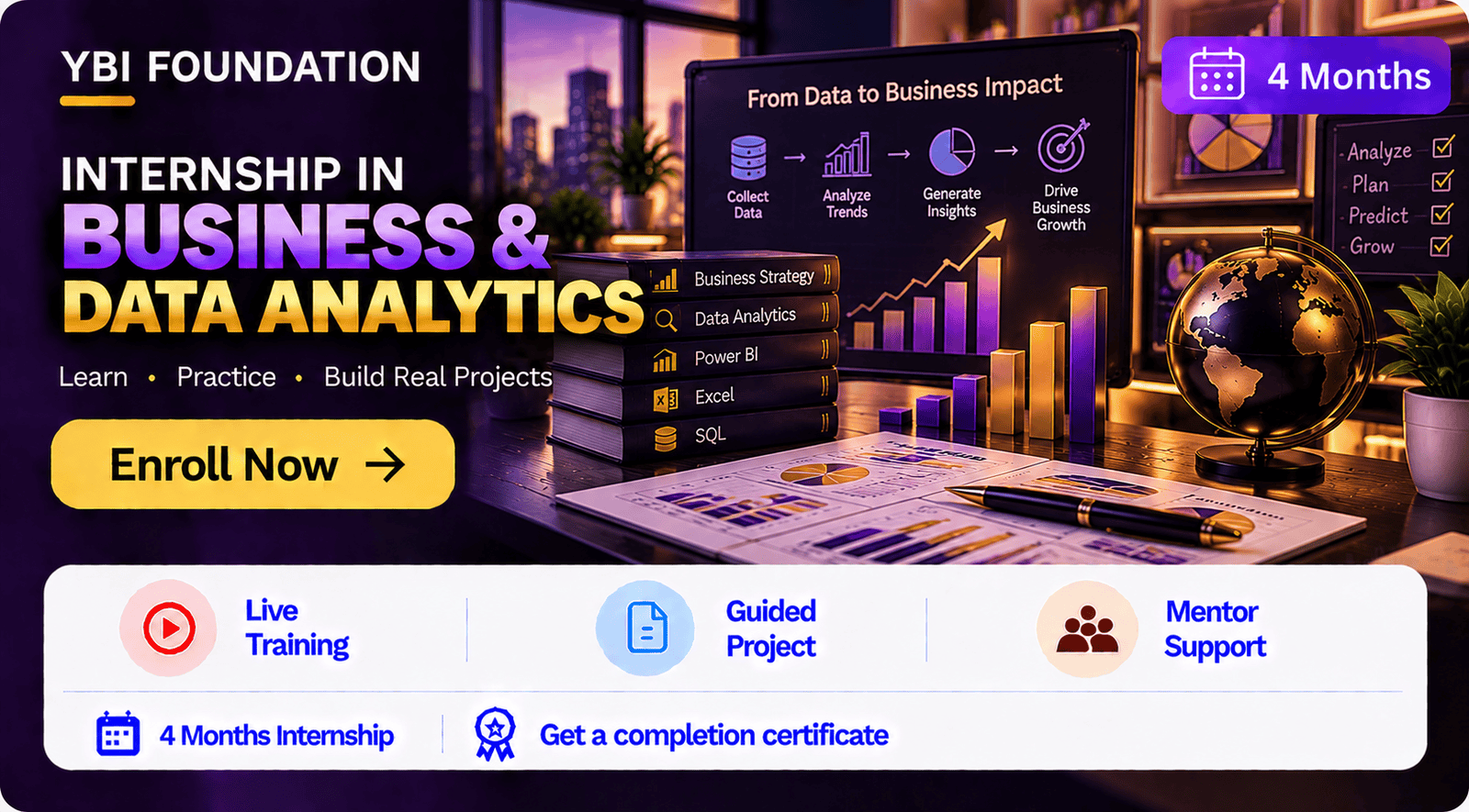 4 Months Business and Data Analytics Internship with Certificate