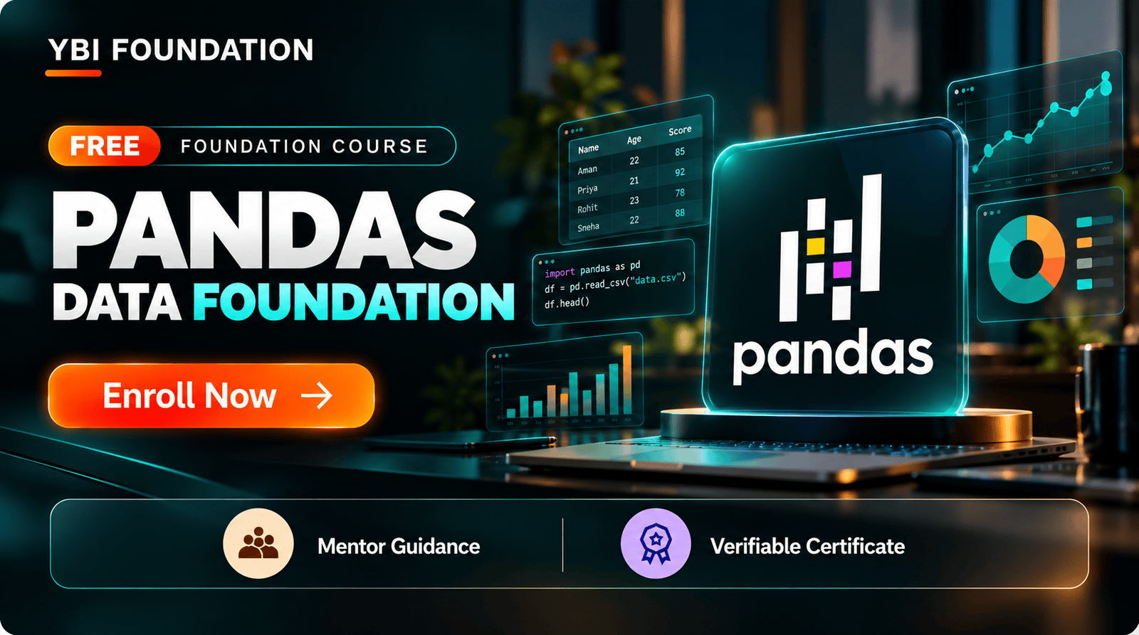 FREE Foundation Course with Certificate: Pandas - Data Foundation